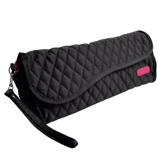 Caboodles Black Quilted Cosmetic Bag Wristlet - Picture 1 of 11